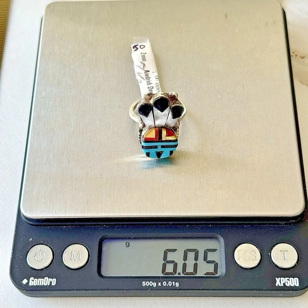 Zuni Sunface Turquoise Ring Sz 7 Headdress Native American Sterling Handmade